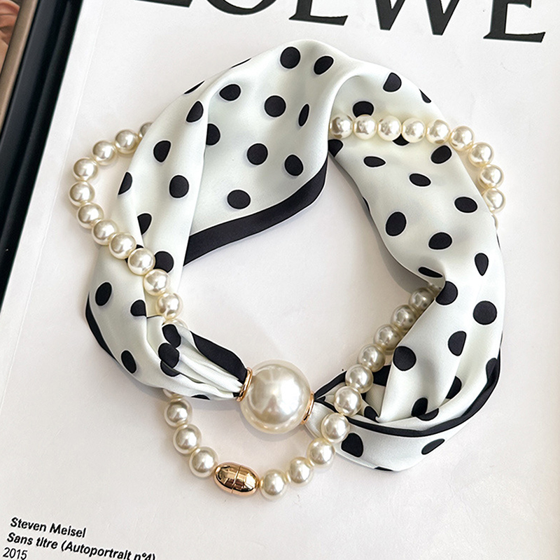 Satin Neck Scarf with Pearls C - огляд і ціна Travel Accessories Aesthetic