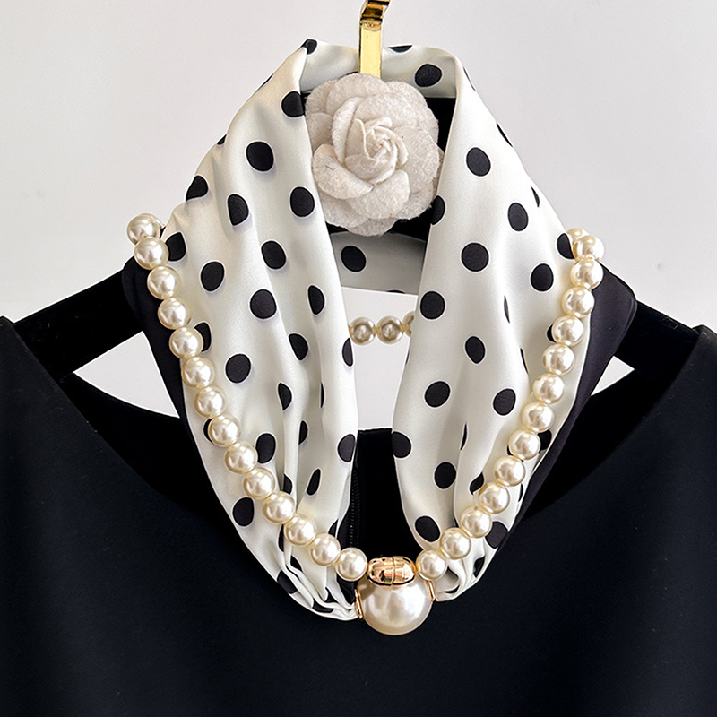 Satin Neck Scarf with Pearls C - огляд і ціна Travel Accessories Aesthetic