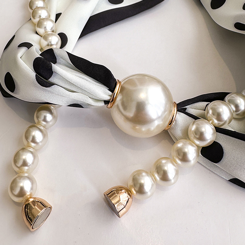 Satin Neck Scarf with Pearls C - огляд і ціна Travel Accessories Aesthetic